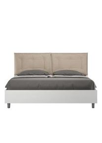 Letto Matrimoniale contenitore doppia alzata 160x190 cuscinatura similpelle tortora Egos Annalisa