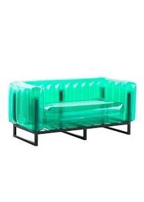 Mojow - Sofá Yomi Eko con estructura de aluminio verde cristal
