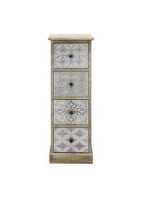 Rebecca Mobili Cassettiera Stretta Legno Bianco Beige Shabby 80,5x29x25