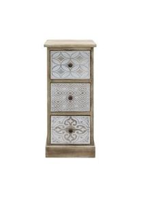 Rebecca Mobili Comodino 3 Cassetti Legno Beige Bianco Retro Salvaspazio 63x29x25