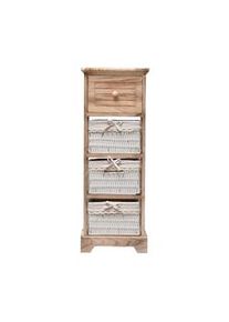 Rebecca Mobili Cassettiera 1 Cassetto 3 Ceste Legno Vimini Rustico 81x30x27