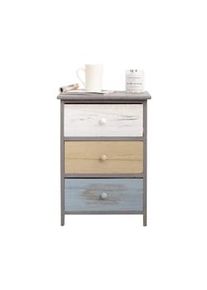 Rebecca Mobili Comodino Cassettiera 3 Cassetti Legno Grigio Beige 56x40x29