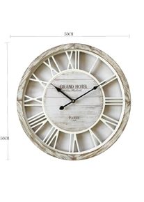 Rebecca Mobili Orologio da Parete Orologi Shabby Legno Bianco 50x50x4,5