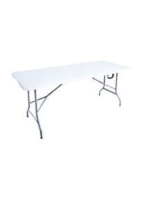 Rebecca Mobili Tavolo Pieghevole Bianco Hdpe Acciaio Giardino Balcone 74x180x74