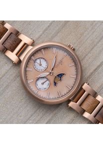 Holzkern; Reloj de Madera Moonbow (cuarcita/nogal), Mujer, Madera natural