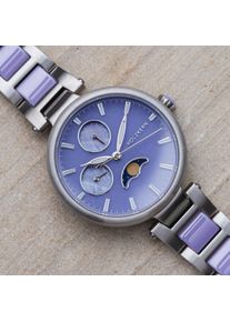 Holzkern; Reloj de Madera Moonbow (Lila Gerais/cerámica), Mujer, Madera natural