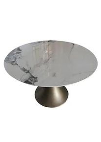 Tavolo rotondo da pranzo con piano in pietra, tavolo da pranzo in ceramica, 120 cm.