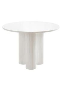 Tavolo da pranzo rotondo, piccolo tavolo accogliente bianco da 110 cm
