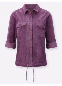 Damen Langarm-Bluse aus Cord in violett ,Gr&ouml;&szlig;e 36, WITT, 82% Polyester, 15% Polyamid, 3% Elasthan
