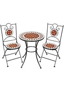 TecTake set di tavolo e sedie con mosaico, 2 sedie + tavolo Ø 60 cm - marrone - 401637