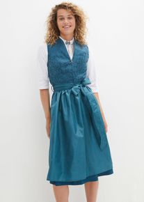 Dirndl &agrave; motif jacquard et tablier longueur midi (Ens. 2 pces.) - p&eacute;trole - taille 42 - bonprix