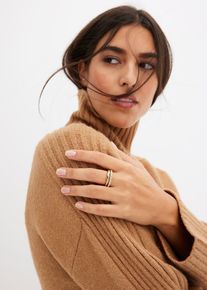 Anello con cristalli in vetro (pacco da 2), Oro, Taglia 19, bonprix