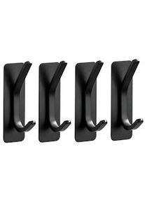 TOJ Ganci Adesivi da Parete - Appendini Senza Forare - Set di 4 Pezzi - Include Striscia Adesiva - Nero Opaco