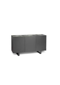 Stones Pegaso - Credenza a 3 ante (150 x 45 x H 85 cm) in ceramica grigio scuro