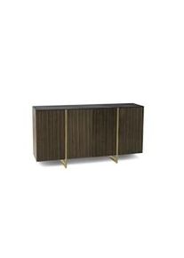 Stones Omega - Credenza a 4 ante (160 x 40 x H 85 cm) in Ceramica Nera
