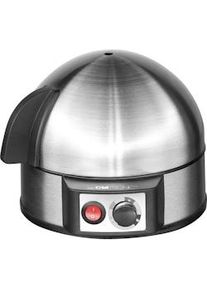Clatronic EK 3321 Cuociuova Elettrico per 7 Uova in Acciaio Inossidabile Segnale Acustico, 400W, Nero/Argento