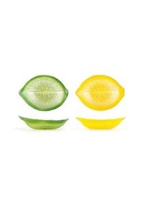 Coppette citrus in vetro forma limone colore gialle e verdi cm 15,5