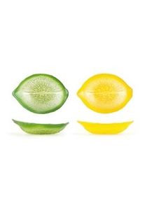 Coppette citrus in vetro forma limone colore gialle e verdi cm 23