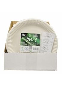 Papstar. 9 paquetes de 50 Platos, cartón "pure" redondo Ø 23 cm blanco.