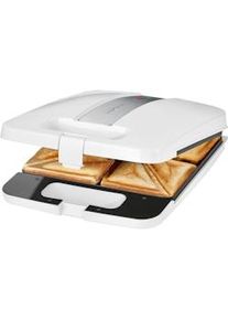 Clatronic ST 3629 Sandwichera, 4 Sandwiches, Placas Antiadherentes, Regulador Temperatura, Tostado Perfecto 1200W Blanco