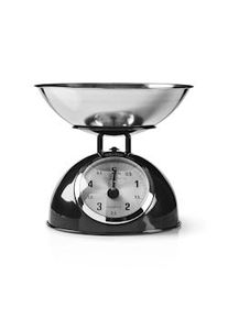 Báscula de cocina analógica retro negra Bol extraíble 5 kg Acero Función de tara Nedis