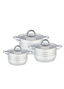 Maestro Trem Cozinha Indução Aço Inoxidável 6 Peças Tampas Vidro Temperado Prata MR-3513-6L