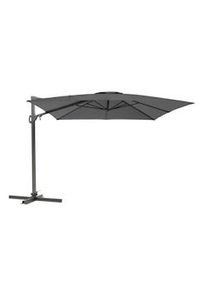 METRO Professional Sombrilla colgante cuadrada, aluminio / poliéster, 3 x 3 m, apertura por manivela, giro de 360°, gris