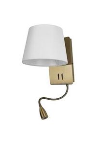 Sulion Aplique Nabia, acabado dorado mate, tulipa color blanco, dos puntos de luz: lector Led 3W, casquillo 1X E27, temperatura de color:3000 K,