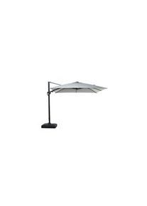 Lifestyle garden. Set de parasol cuadrado de aluminio deluxe de medidas 300.00 x 300.00 x 280.00 con base de plástico de medidas 84.00 x 84.00 x19.00