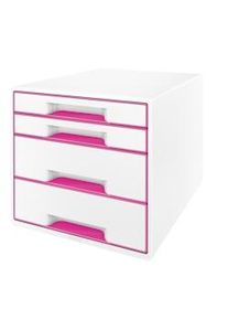 Leitz Bucs de cajones WOW Desk Cube 4 cajones (2 grandes y 2 pequeños), fucsia /blanco