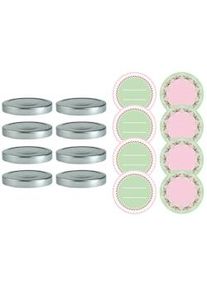 Juego de Tapas de Mermelada Dr. Oetker 8 Cm con Pegatinas, Tapas Enroscables para Tarros Estándar, con Pegatinas Removibles sin Residuos