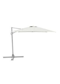 METRO PROFESSIONAL Sombrilla cuadrada colgante sin volante, aluminio/acero, 3 x 3 m, con manivela y función de inclinación, blanco/platino