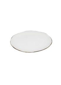 Avet - Juego de 6 platos llanos, blanco con el borde marrón, 21 cm HMREACT-WHT-35