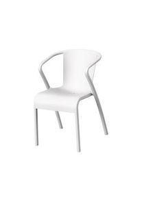 KG KITGARDEN - Pack de 4 Sillas LUSA Apilables con Reposabrazos para Jardín, 75x50x56cm, Blanco