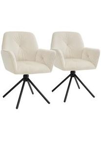 TecTake Silla de brazos giratoria Lenia, acolchada Terciopelo crema/negro - 406002
