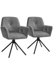 TecTake Silla de brazos giratoria Lenia, acolchada Aspecto terciopelo antracita/negro - 406001