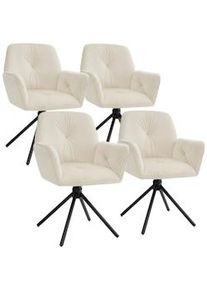 TecTake Silla de brazos giratoria Lenia, acolchada Terciopelo crema/negro - 406023
