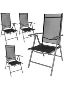 TecTake 4 sedie da giardino in alluminio pieghevoli - nero/antracite - 401634
