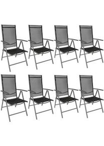 TecTake 8 sedie da giardino in alluminio pieghevoli - nero/antracite - 404367