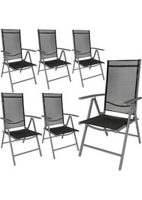 TecTake 6 sedie da giardino in alluminio pieghevoli - nero/antracite - 404366