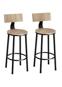 TecTake Juego de 2 taburetes altos POOLE - madera industrial clara, roble Sonoma - 404351