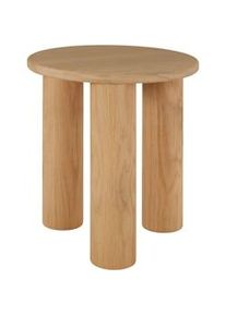 TecTake Mesa auxiliar SISI redonda con patas de madera maciza - Roble claro - 405954