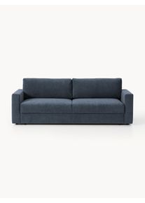 Velvet Sofa Bed Tasha (3-seater) with Storage Space Blue Fabric B 235 x D 100 cm | Westwing Collection
