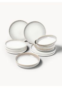 Conjunto de loiça artesanal com vidrado reativo Danza, 4 pessoas (12 uni.) Branco Cerâmica 4 pessoas (12 uni.) | Westwing Collection