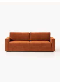Velvet Sofa Bed Tasha (3-seater) with Storage Space Terracotta Fabric B 235 x D 100 cm | Westwing Collection