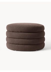 XL Boucl&eacute; Upholstered Stool Alto with Storage Space Brown Boucl&eacute;, Fabric &Oslash; 69 x H 44 cm | Westwing Collection