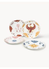 Pratos de pequeno-almoço pintados à mão Mystic, 4 uni. Multicolor Porcelana Ø 21 cm | Westwing Collection