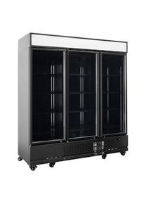Frigorífico expositor para bebidas con panel iluminado, negro, 3 puertas de vidrio abatibles, 218 x 192 x 74 cm, con cerradura, 1610 L Vaiotec 11949