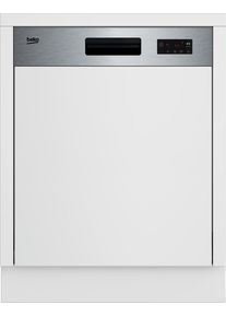 Beko BDSN15430X Teilintegrierter Geschirrspüler, 60 cm breit, 14 Maßgedecke, 5 Programme, WaterSafe+, SelFit, Edelstahl Fingerprint Free