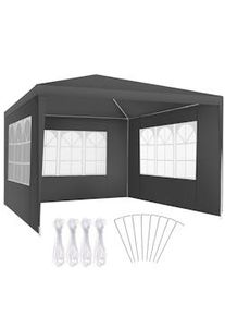 TecTake GmbH tectake Pabellón 3x3 m BARINAS con 3 laterales y resistente al agua - gris - 405966
